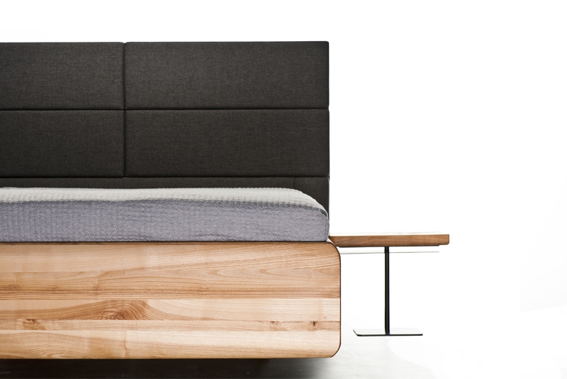 BOXSPRING łóżko designerskie z litego drewna z tapicerowanym zagłówkiem
